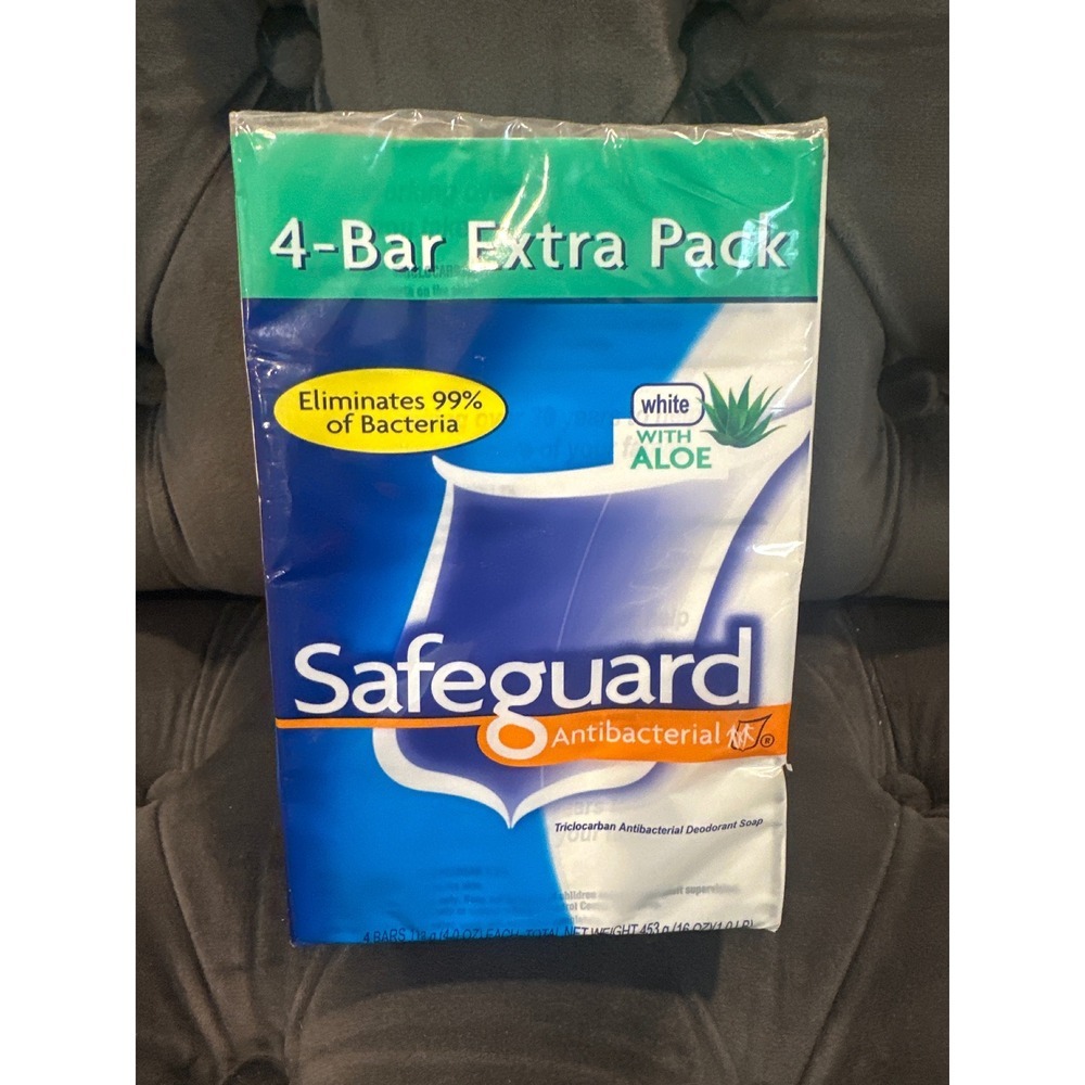 Safeguard Antibacterial Deodorant Soap 4 Bar Extra Pack White With Aloe